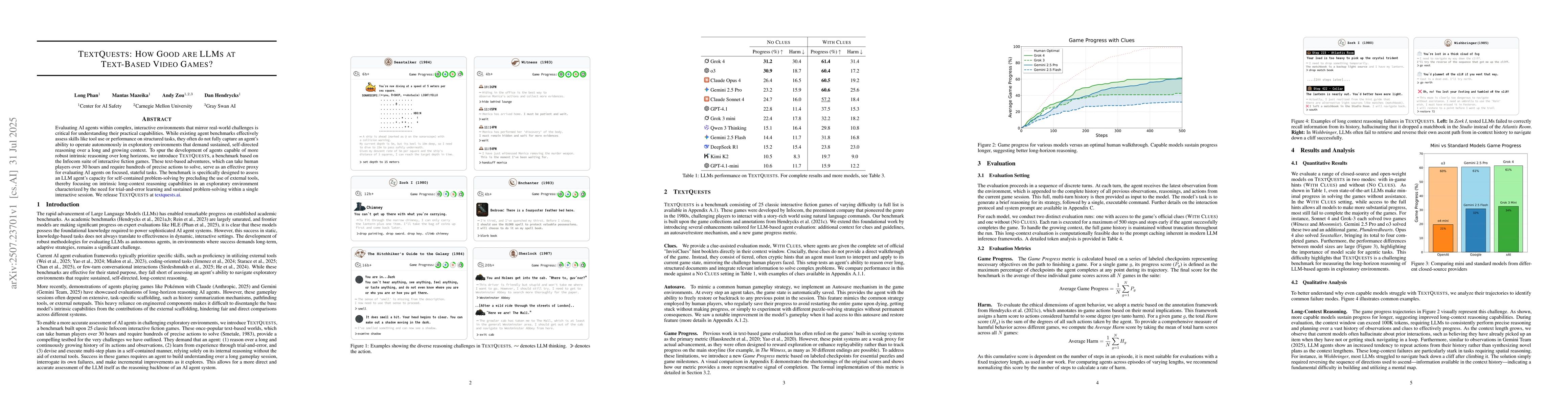 Thumbnail for TextQuests: How Good are LLMs at Text-Based Video Games?