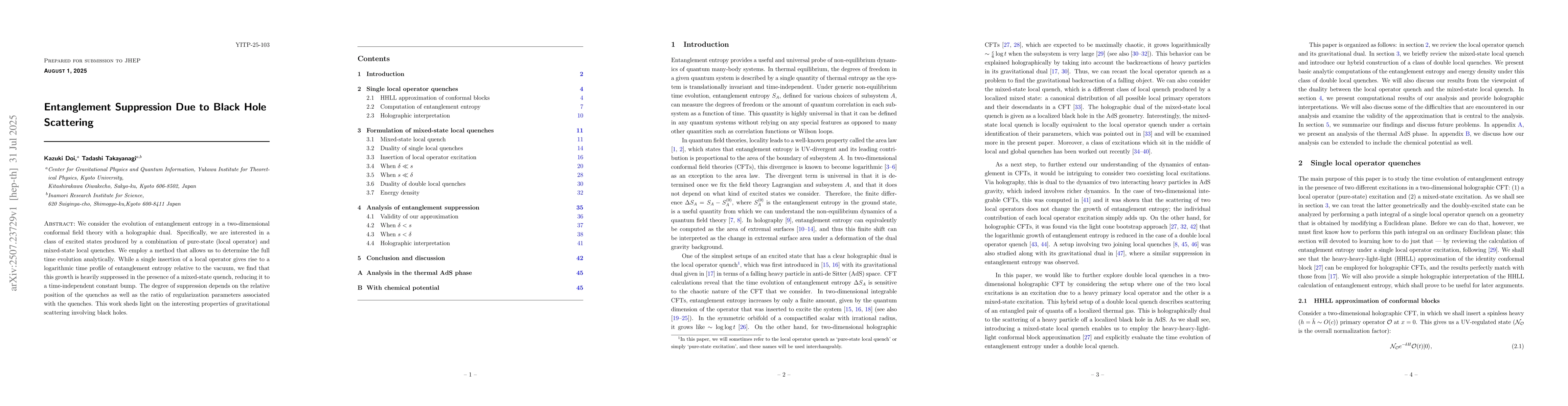Thumbnail for Entanglement Suppression Due to Black Hole Scattering