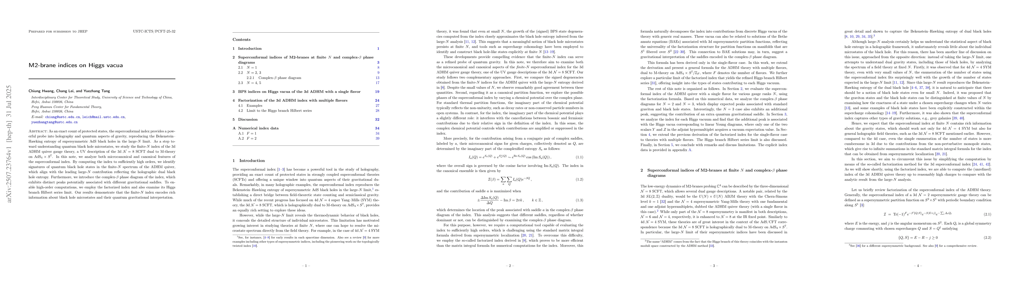 Thumbnail for M2-brane indices on Higgs vacua