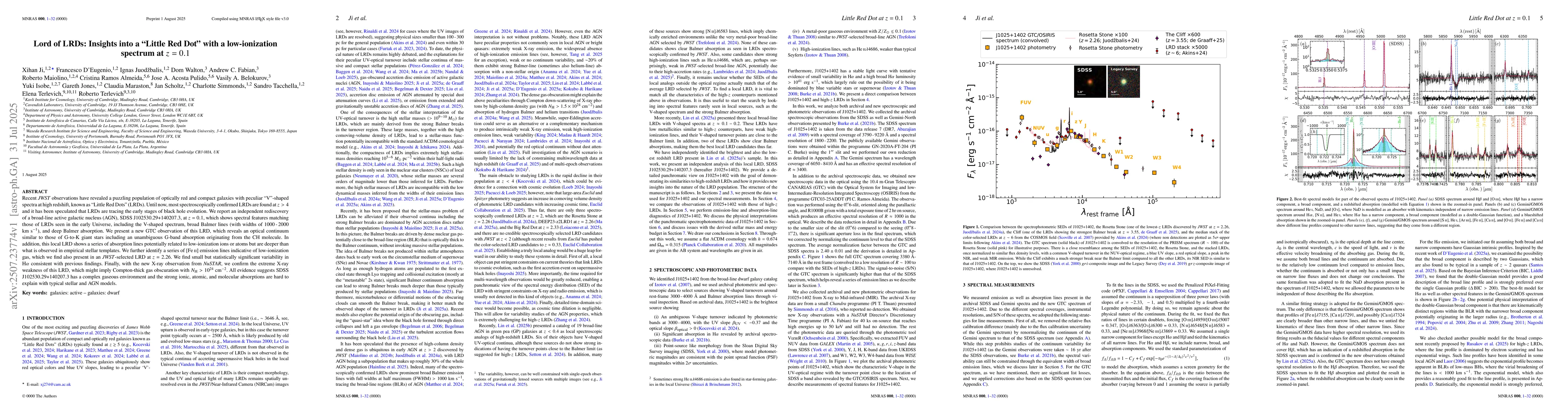 Thumbnail for Lord of LRDs: Insights into a "Little Red Dot'' with a low-ionization
  spectrum at z = 0.1