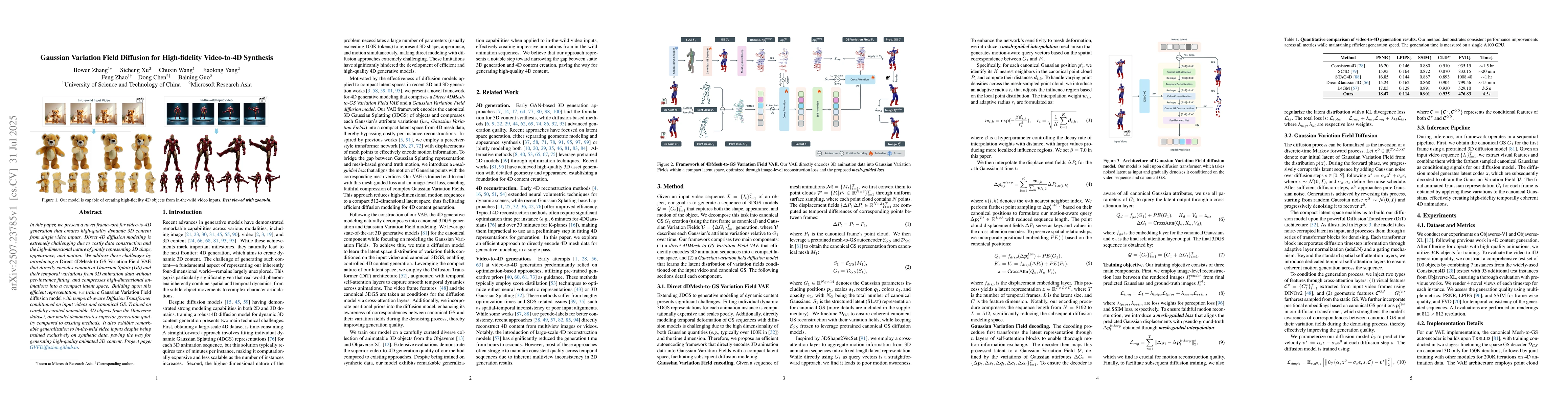 Thumbnail for Gaussian Variation Field Diffusion for High-fidelity Video-to-4D
  Synthesis