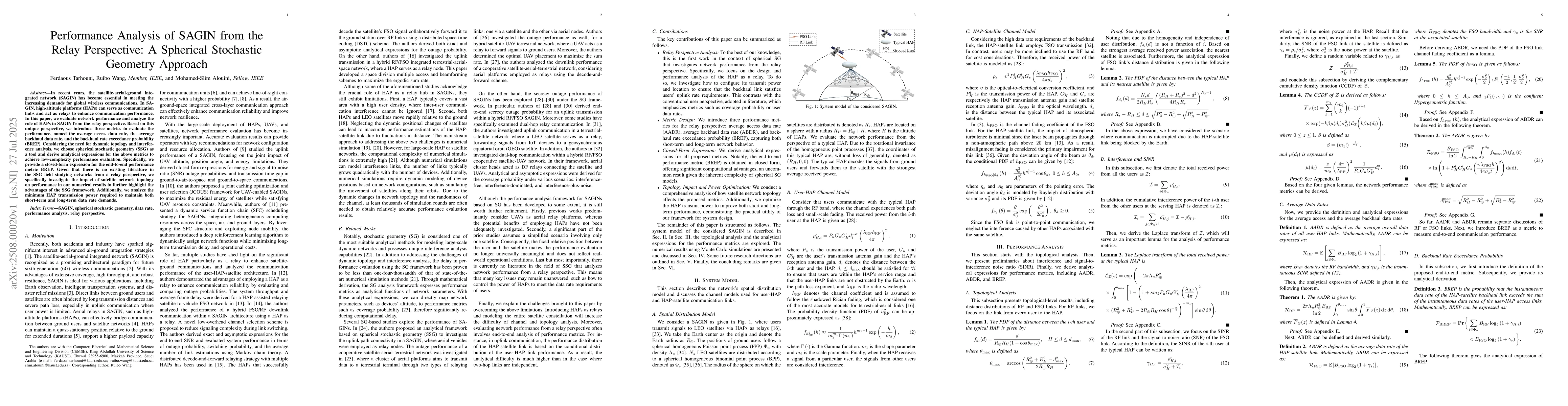 Thumbnail for Performance Analysis of SAGIN from the Relay Perspective: A Spherical
  Stochastic Geometry Approach