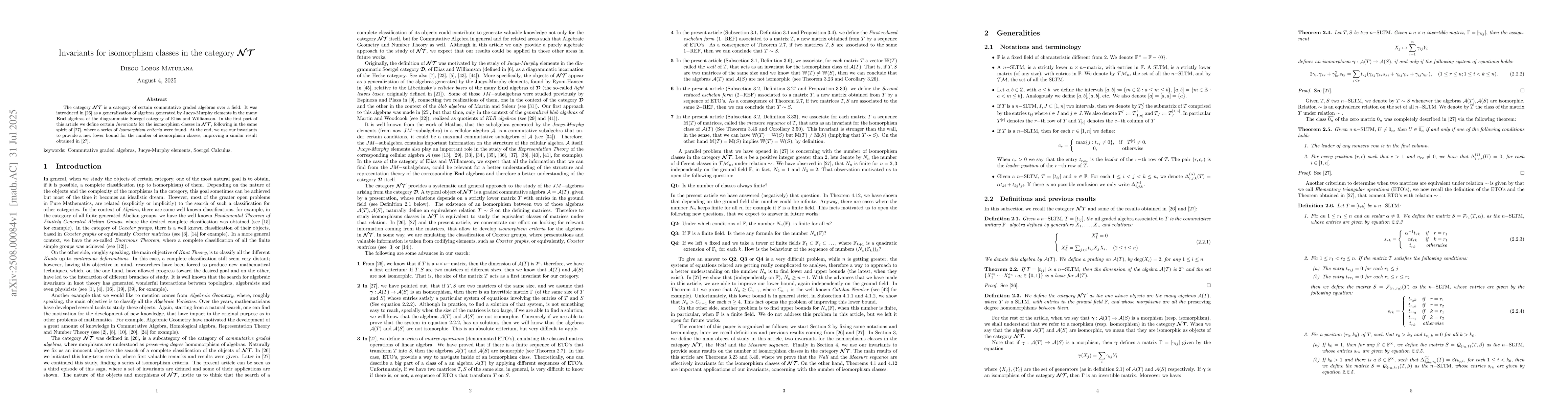 Thumbnail for Invariants for isomorphism classes in the category $\bcalNT$