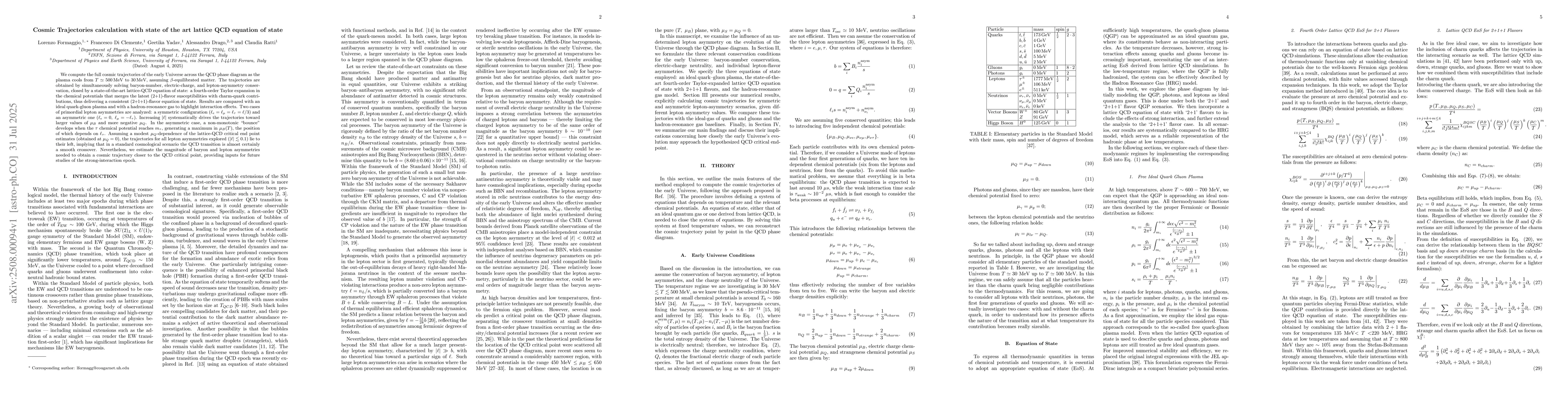 Thumbnail for Cosmic Trajectories calculation with state of the art lattice QCD
  equation of state