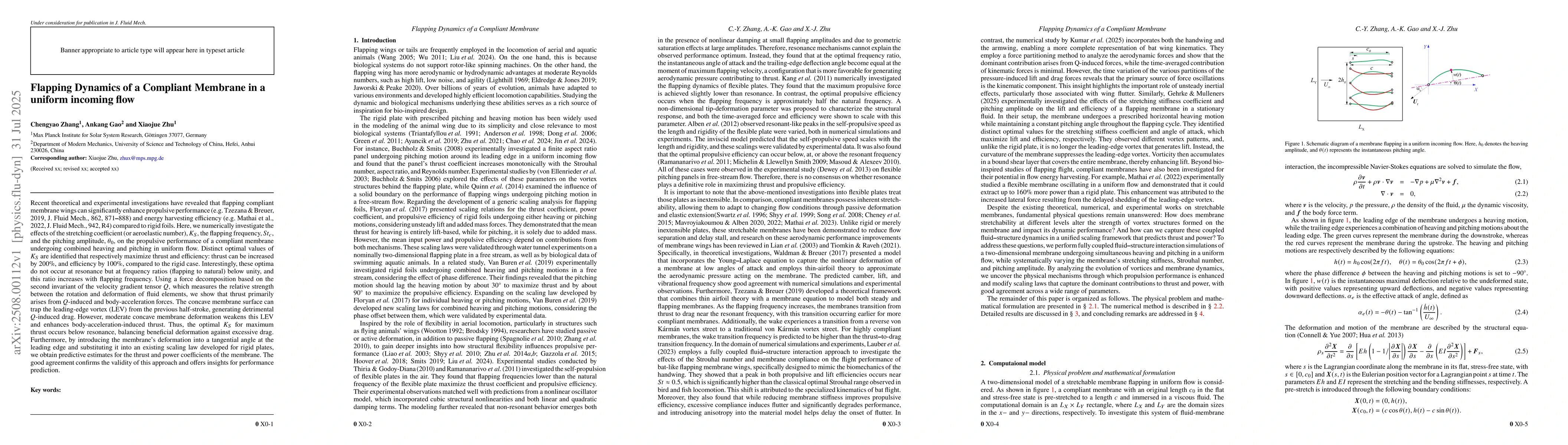 Thumbnail for Flapping dynamics of a compliant membrane in a uniform incoming flow