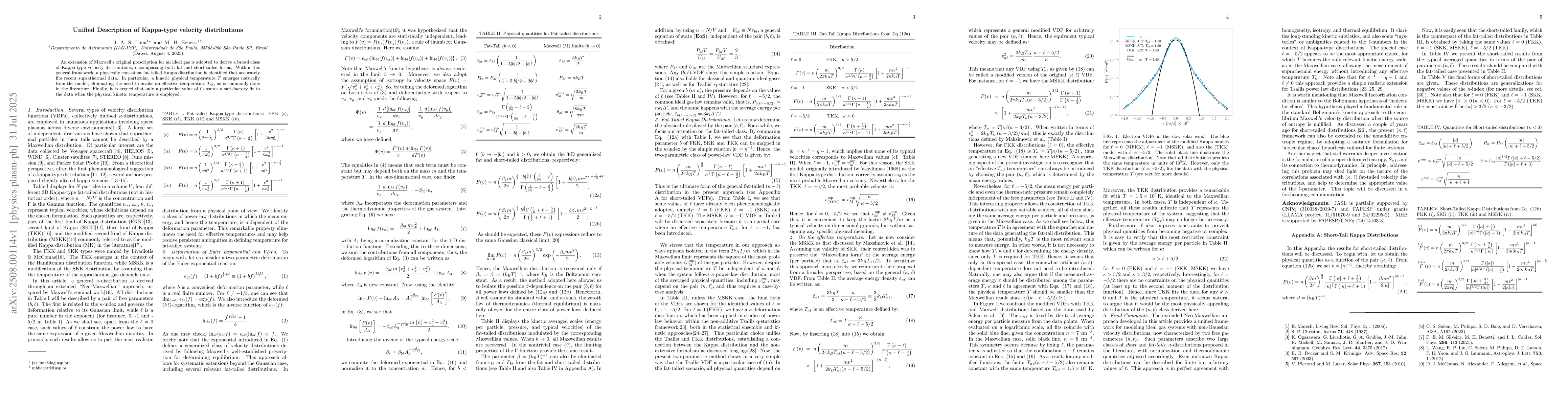 Thumbnail for Unified Description of Kappa-type velocity distributions