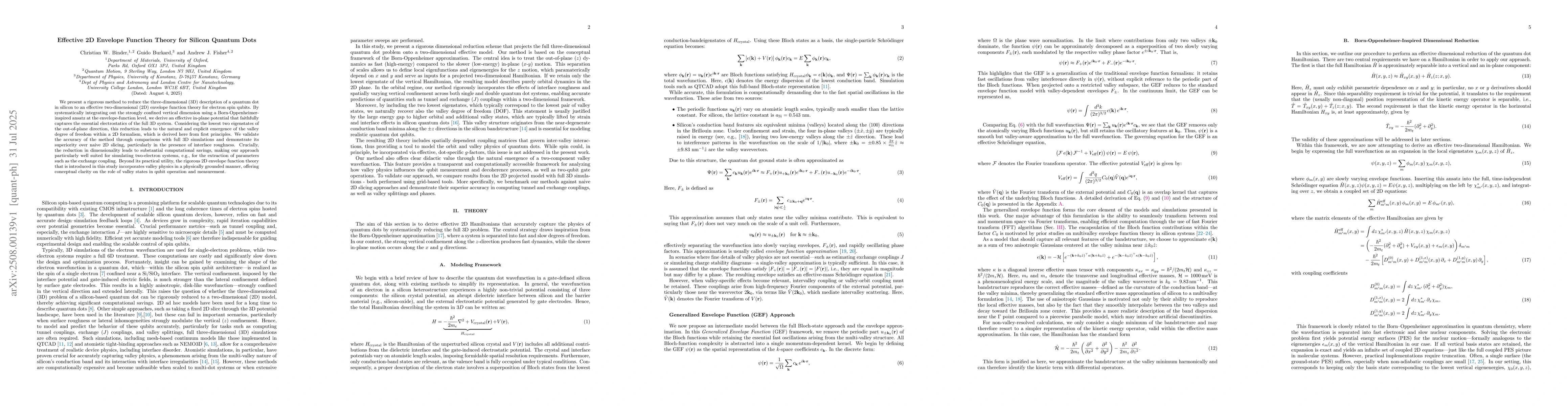 Thumbnail for Effective 2D Envelope Function Theory for Silicon Quantum Dots