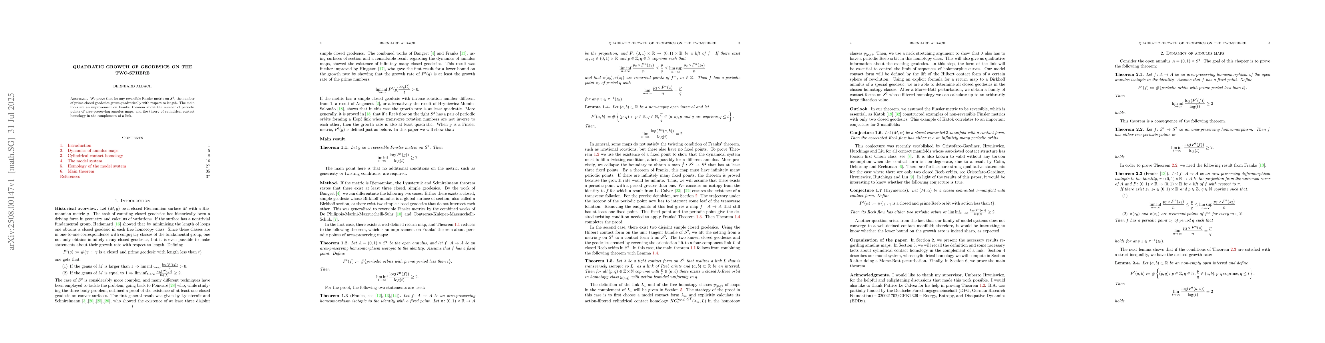 Thumbnail for Quadratic growth of geodesics on the two-sphere
