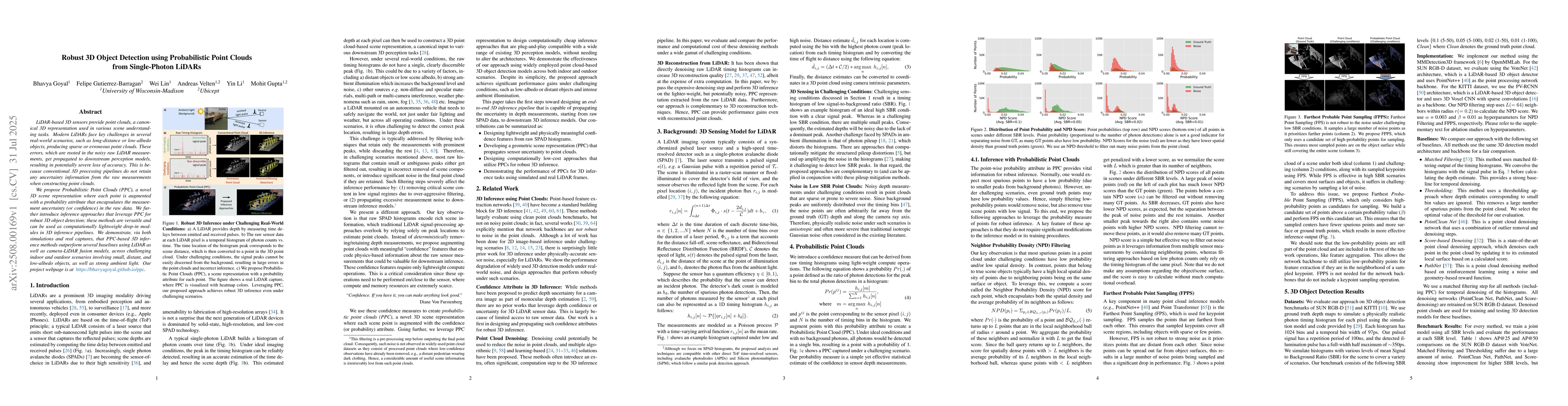 Thumbnail for Robust 3D Object Detection using Probabilistic Point Clouds from
  Single-Photon LiDARs