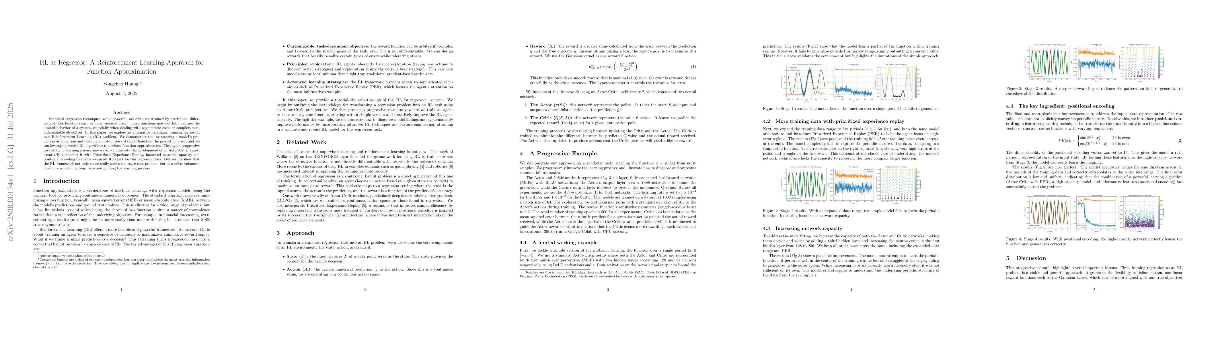 Thumbnail for RL as Regressor: A Reinforcement Learning Approach for Function
  Approximation