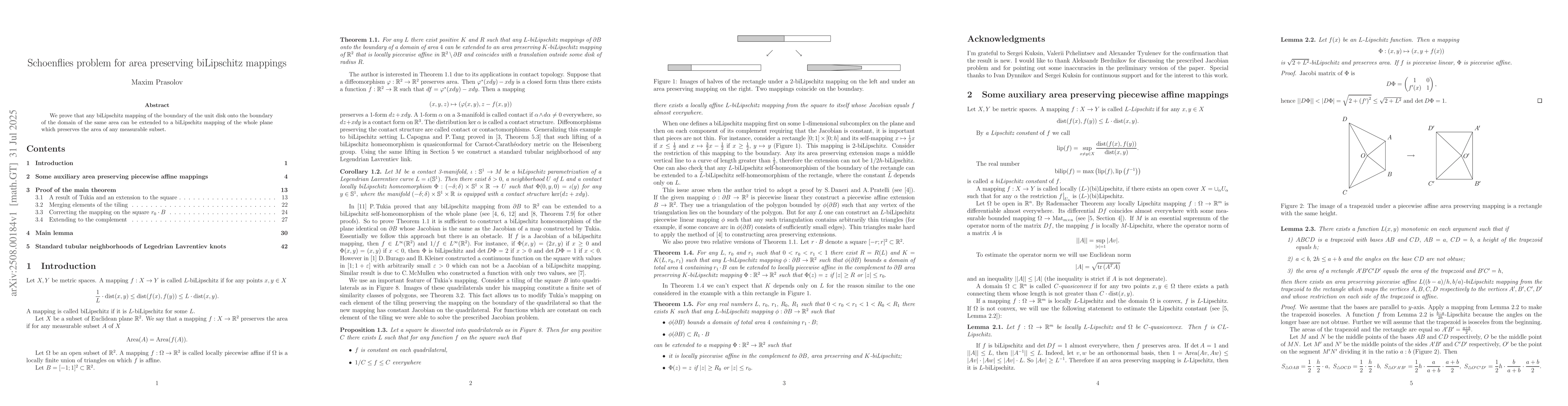 Thumbnail for Schoenflies problem for area preserving biLipschitz mappings