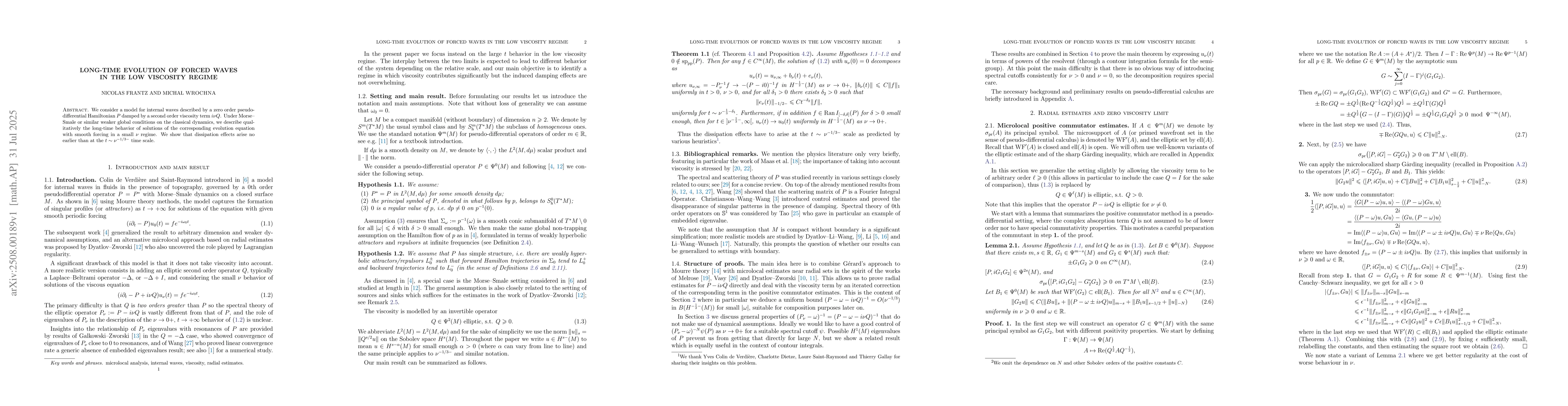 Thumbnail for Long-time evolution of forced waves in the low viscosity regime