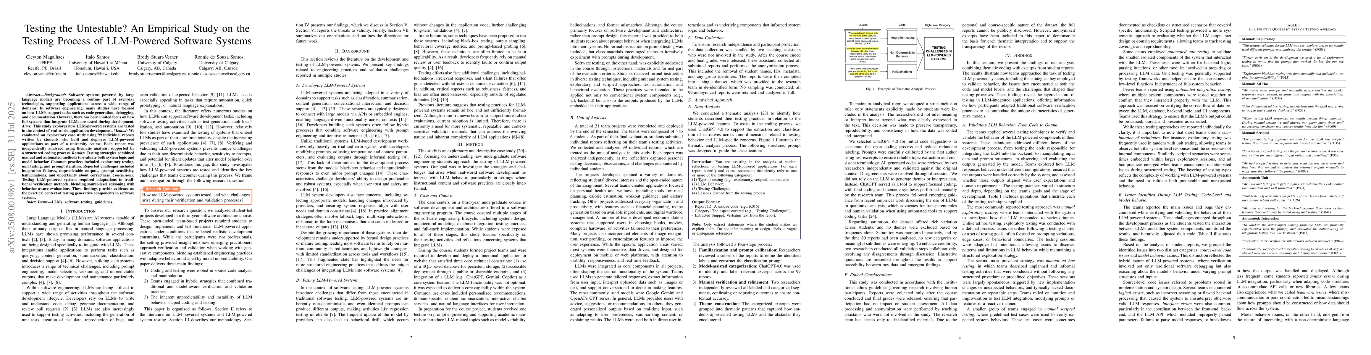 Thumbnail for Testing the Untestable? An Empirical Study on the Testing Process of
  LLM-Powered Software Systems