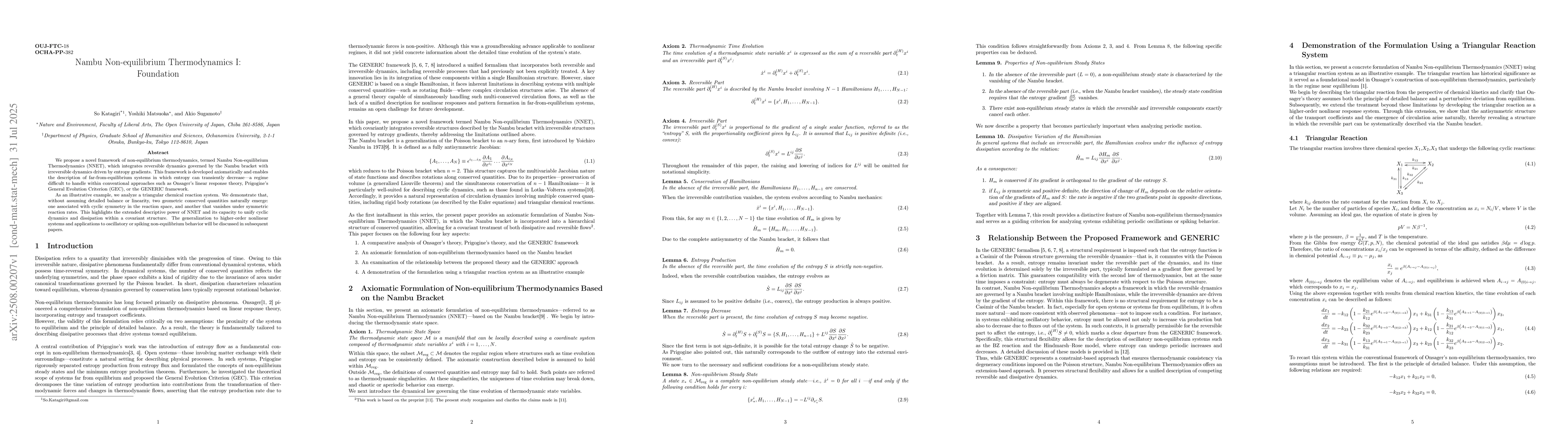Thumbnail for Nambu Non-equilibrium Thermodynamics I: Foundation