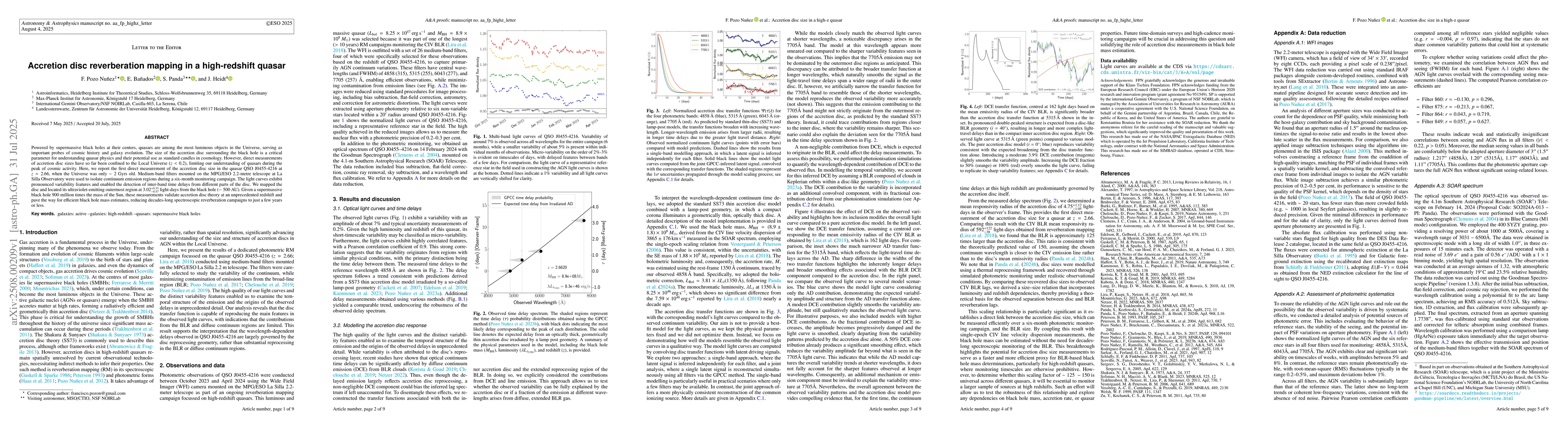 Thumbnail for Accretion disc reverberation mapping in a high-redshift quasar