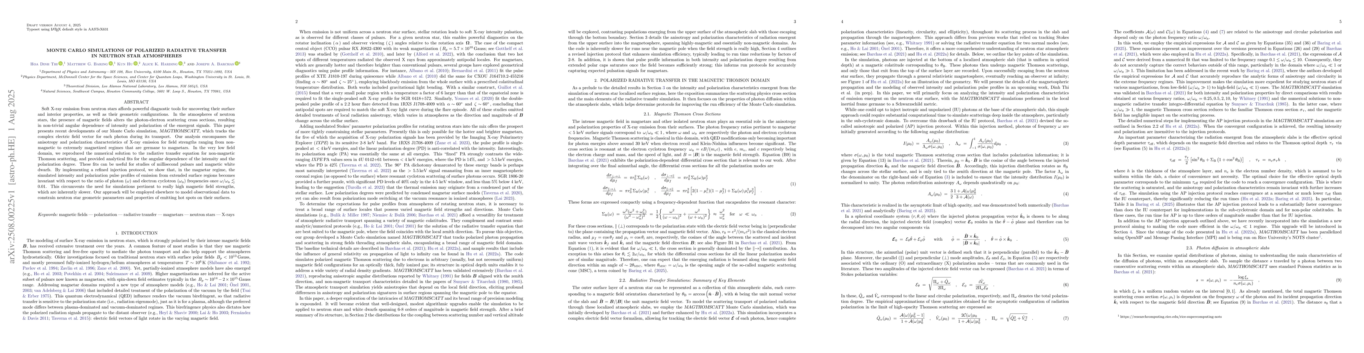 Thumbnail for Monte Carlo Simulations of Polarized Radiative Transfer in Neutron Star
  Atmospheres