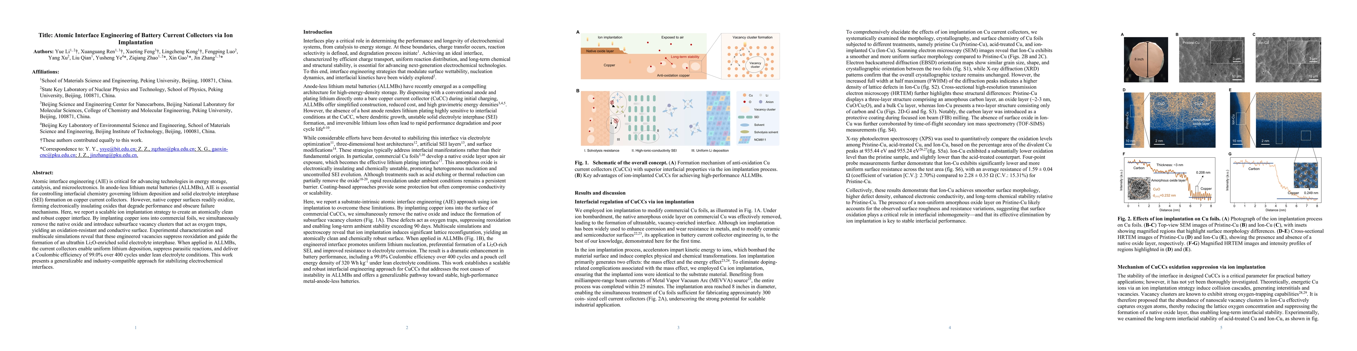 Thumbnail for Atomic Interface Engineering of Battery Current Collectors via Ion
  Implantation
