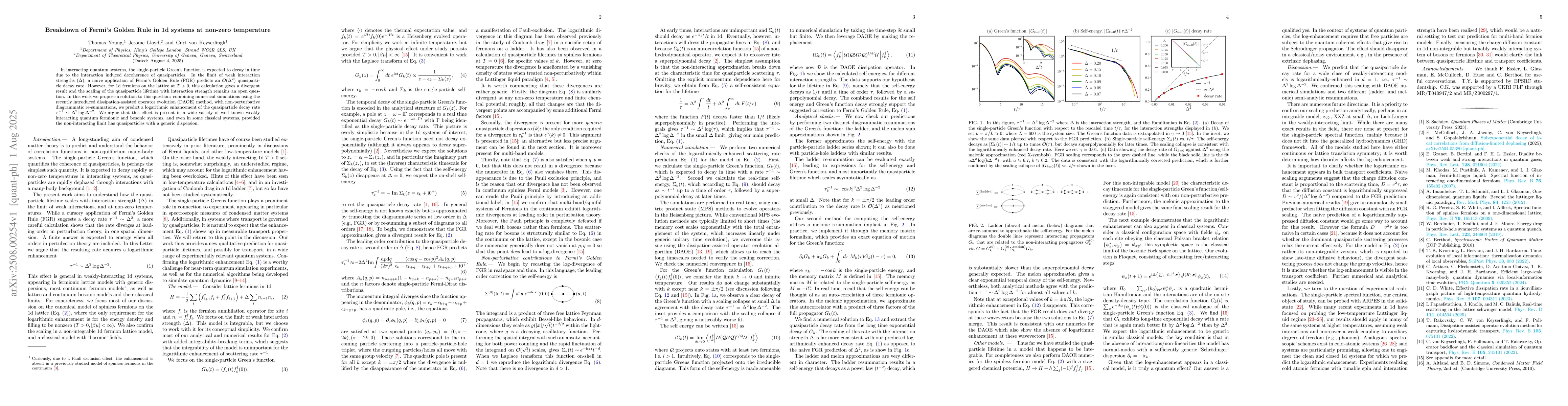 Thumbnail for Breakdown of Fermi's Golden Rule in 1d systems at non-zero temperature