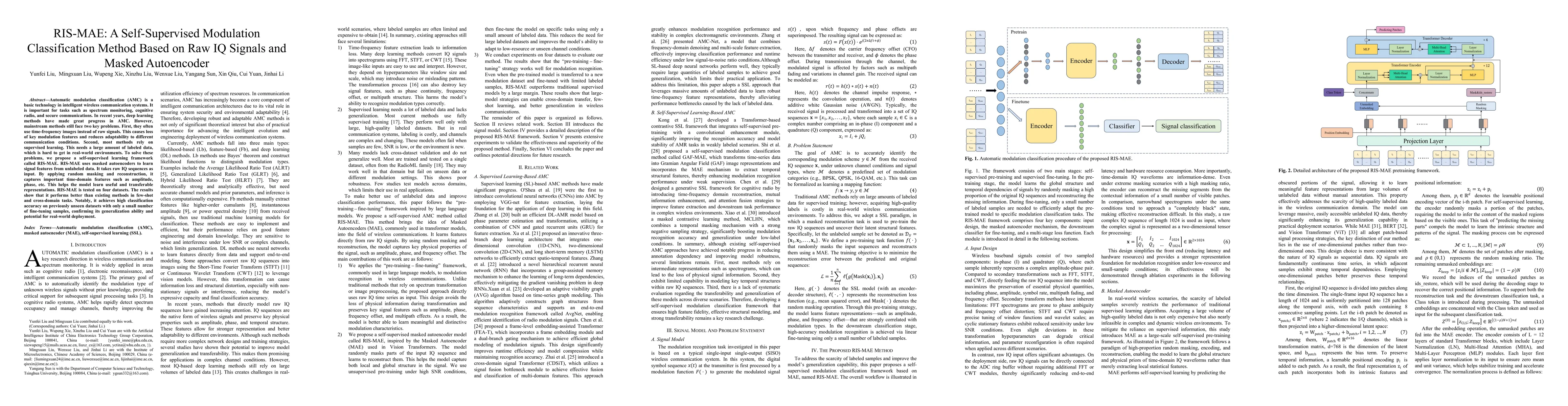 Thumbnail for RIS-MAE: A Self-Supervised Modulation Classification Method Based on Raw
  IQ Signals and Masked Autoencoder