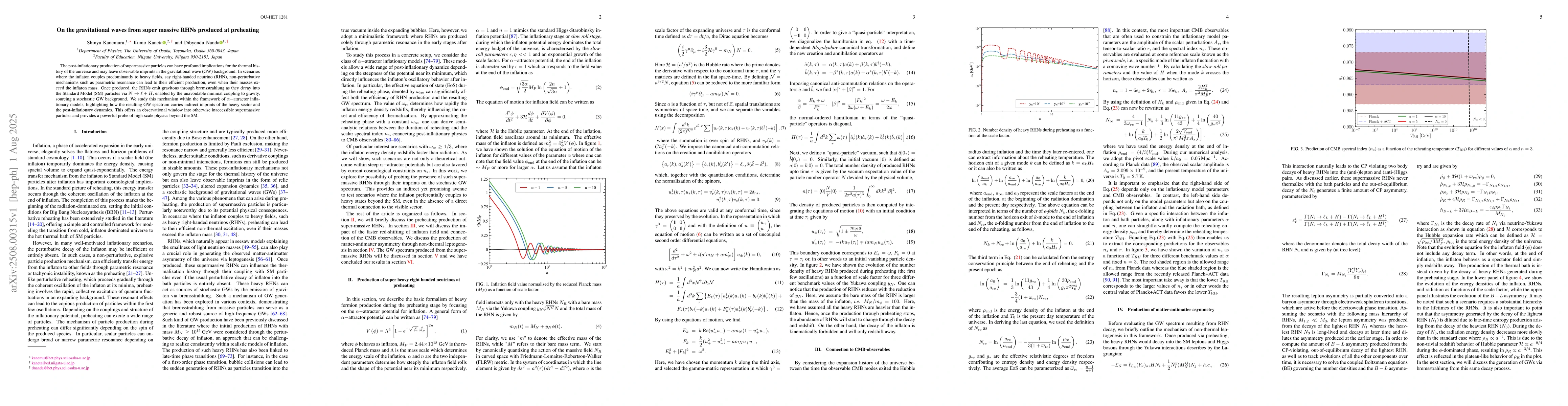 Thumbnail for On the gravitational waves from super massive RHNs produced at
  preheating