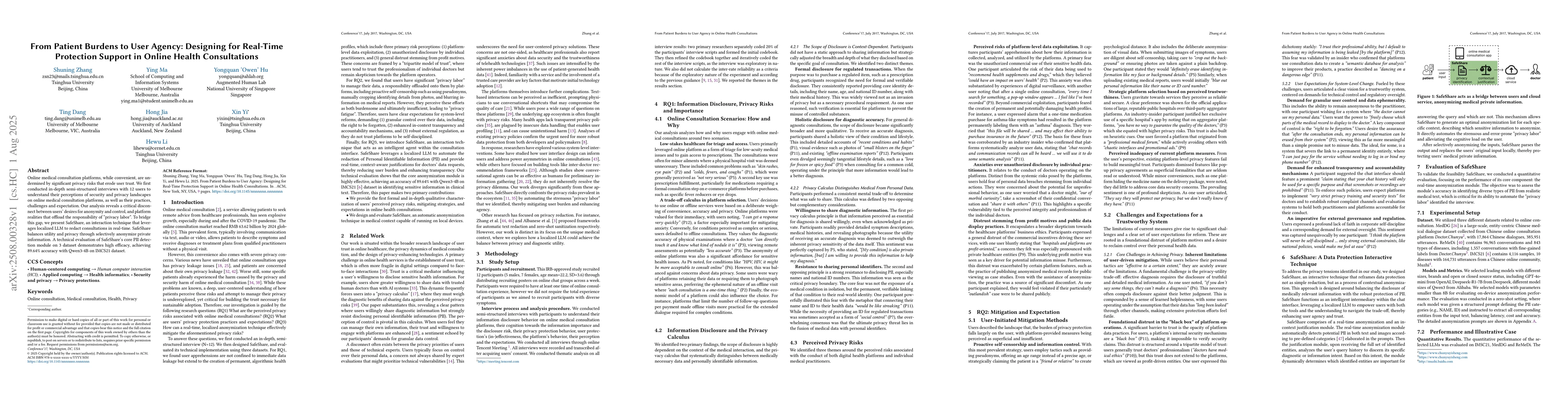 Thumbnail for From Patient Burdens to User Agency: Designing for Real-Time Protection
  Support in Online Health Consultations