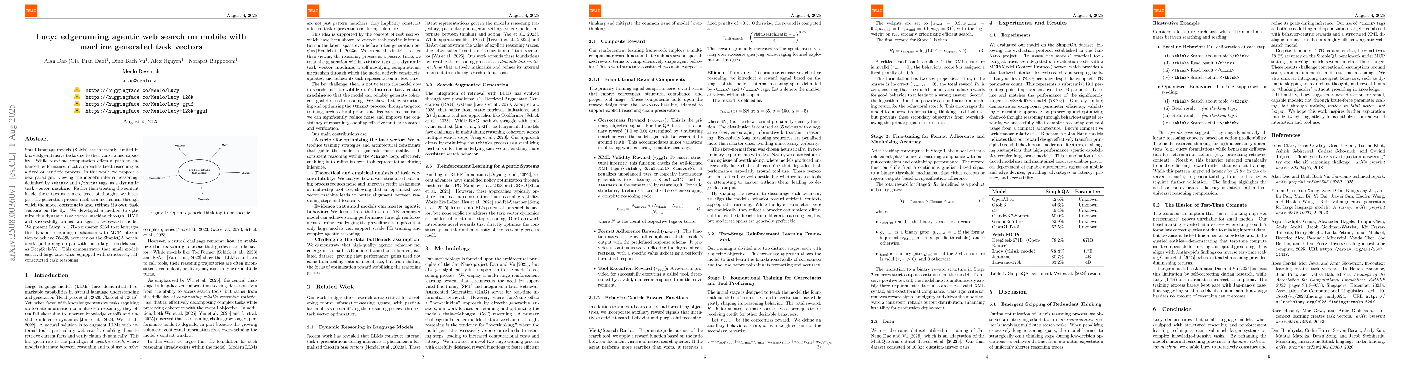 Thumbnail for Lucy: edgerunning agentic web search on mobile with machine generated
  task vectors