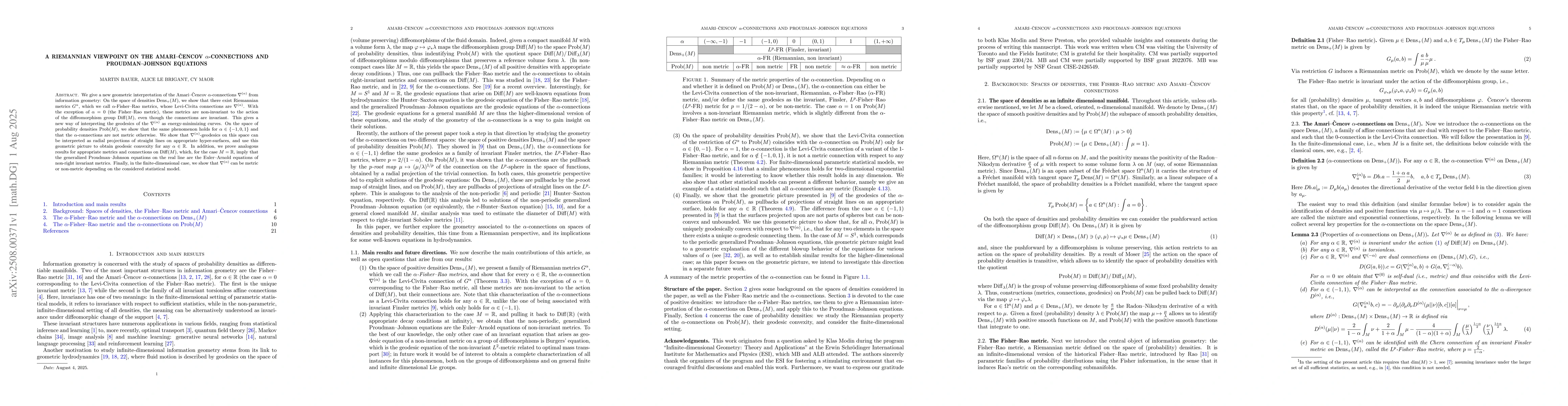 Thumbnail for A Riemannian viewpoint on the Amari-Cencov $α$-connections and
  Proudman-Johnson equations