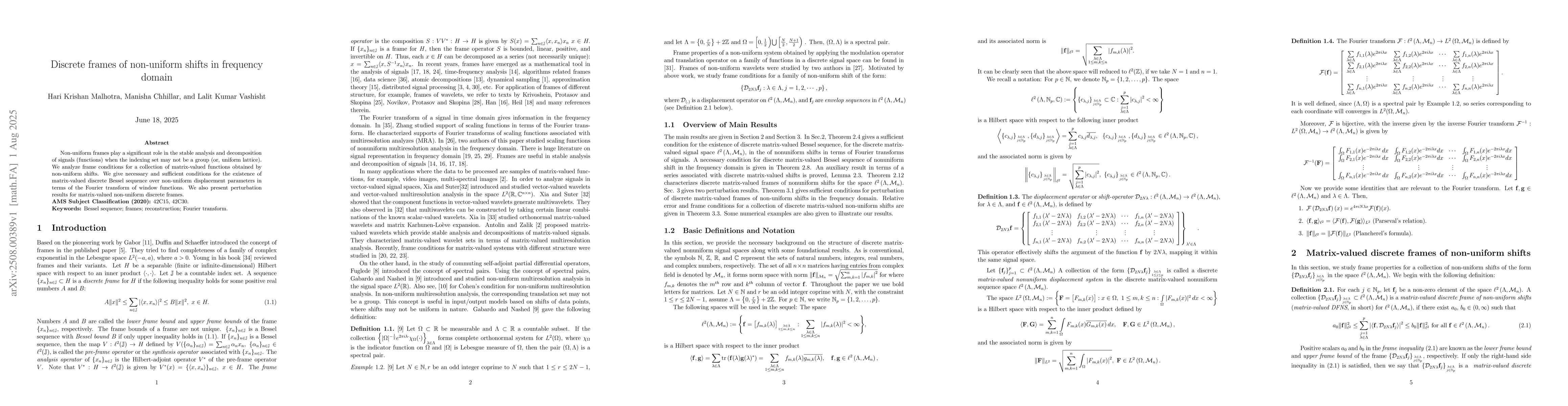 Thumbnail for Discrete frames of non-uniform shifts in frequency domain