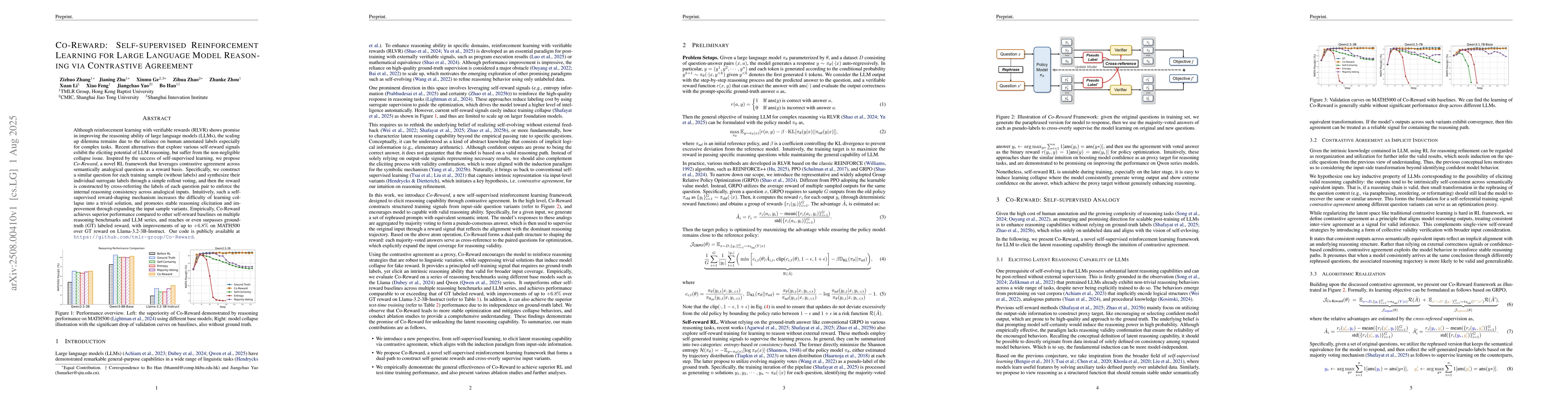 Thumbnail for Co-Reward: Self-supervised Reinforcement Learning for Large Language
  Model Reasoning via Contrastive Agreement