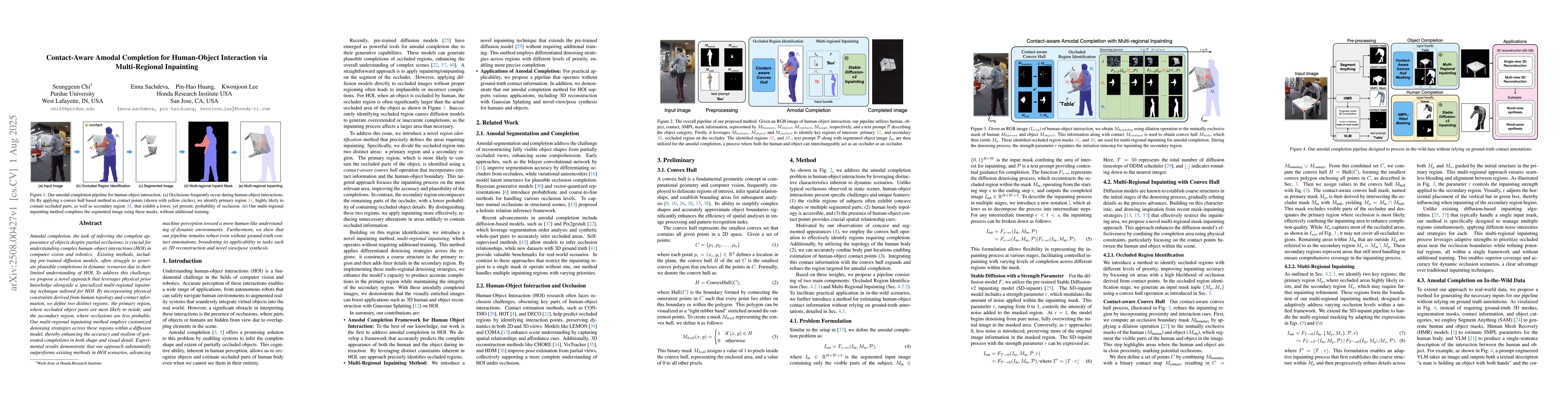 Thumbnail for Contact-Aware Amodal Completion for Human-Object Interaction via
  Multi-Regional Inpainting