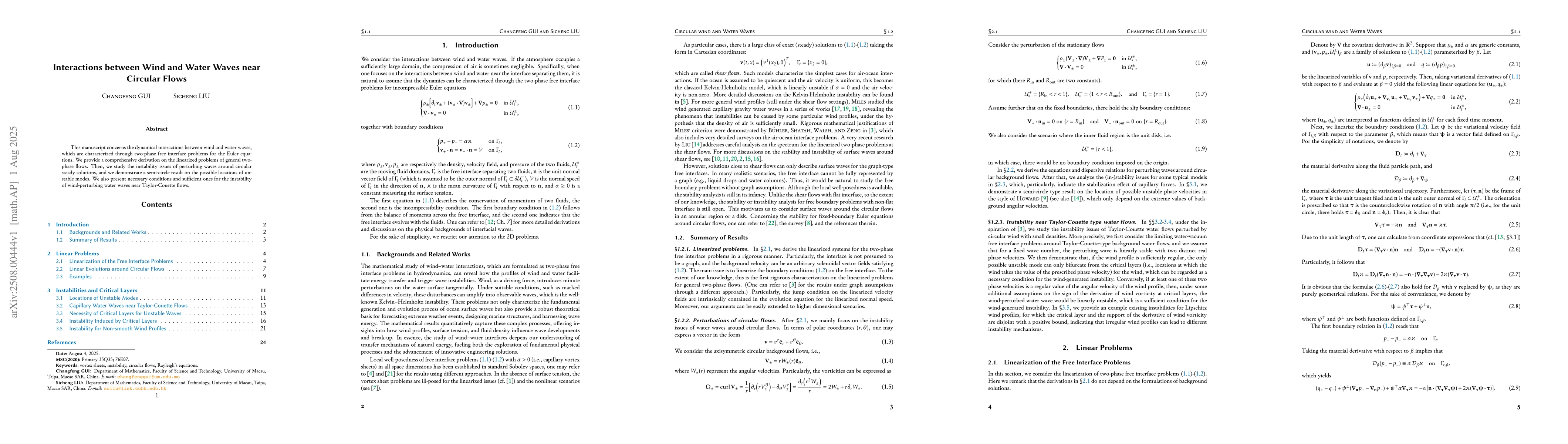 Thumbnail for Interactions between Wind and Water Waves near Circular Flows