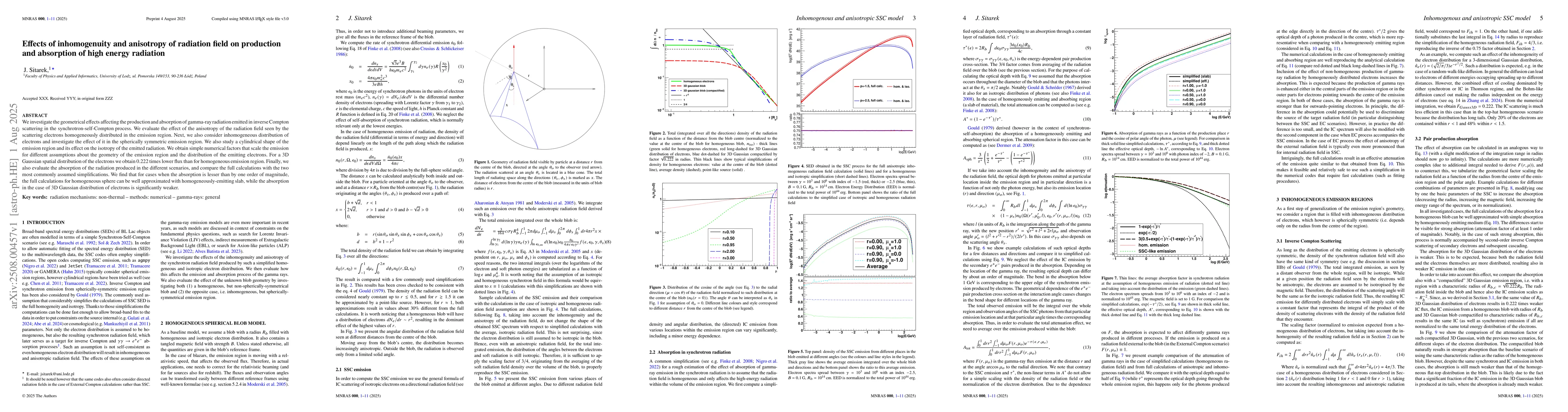 Thumbnail for Effects of inhomogenuity and anisotropy of radiation field on production
  and absorption of high energy radiation
