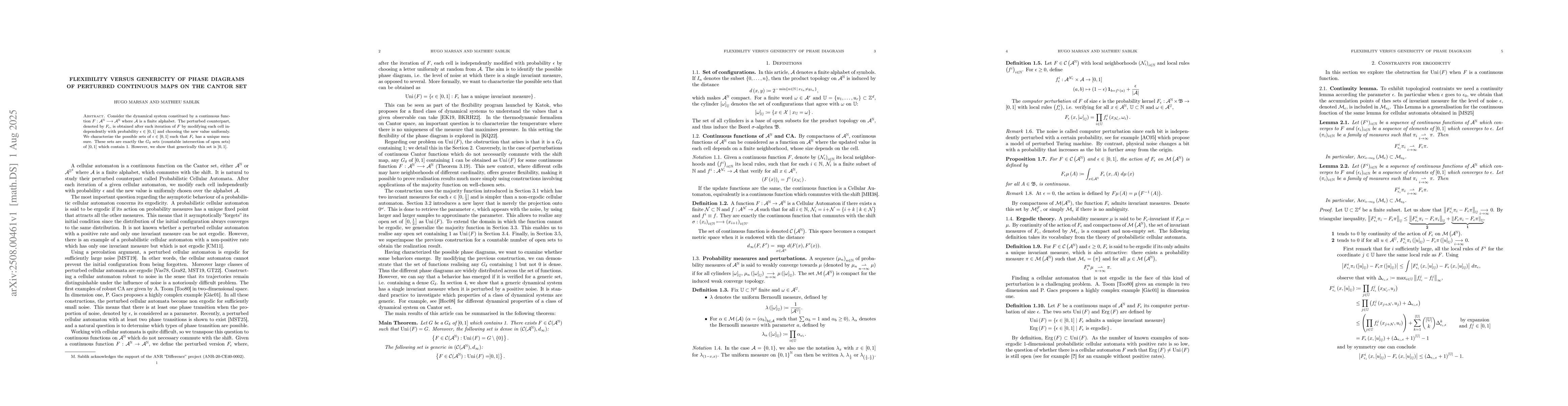 Thumbnail for Flexibility versus genericity of phase diagrams of perturbed continuous
  maps on the Cantor set