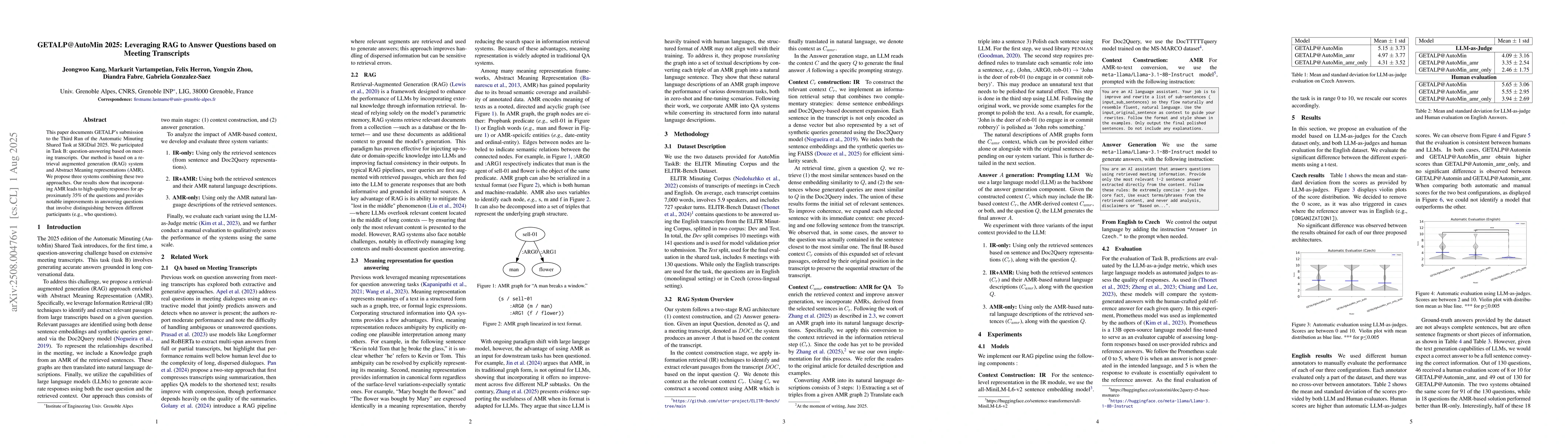 Thumbnail for GETALP@AutoMin 2025: Leveraging RAG to Answer Questions based on Meeting
  Transcripts