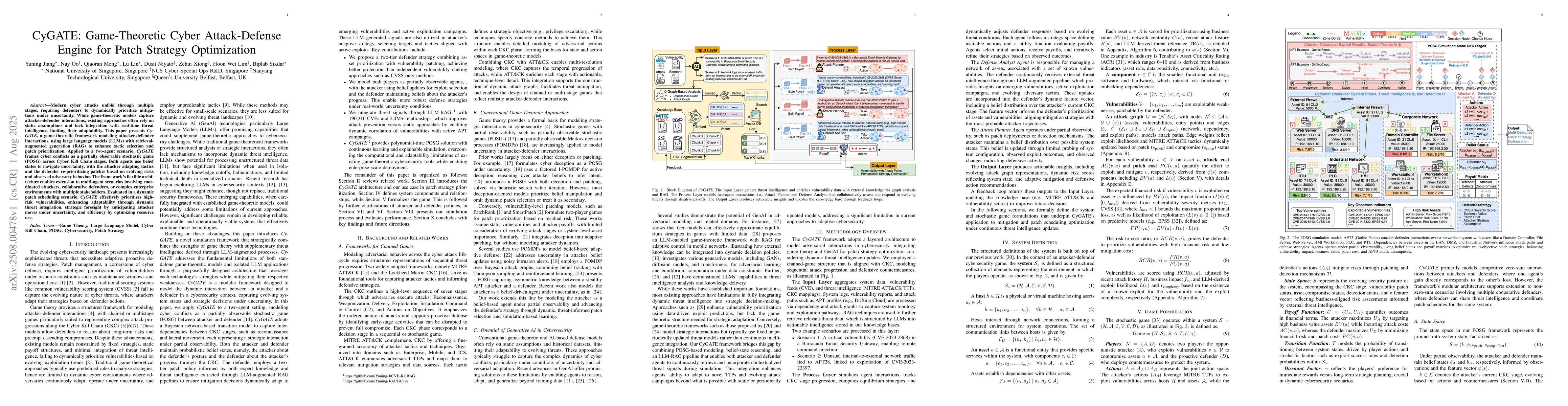 Thumbnail for CyGATE: Game-Theoretic Cyber Attack-Defense Engine for Patch Strategy
  Optimization