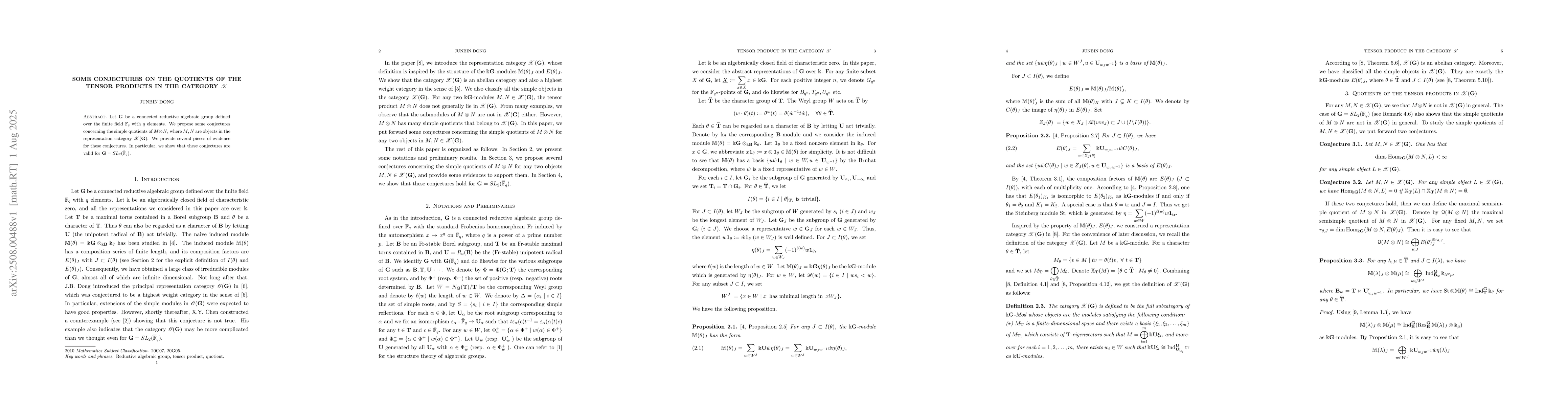 Thumbnail for Some conjectures on the quotients of the tensor products in the category
  $\mathscr{X}$