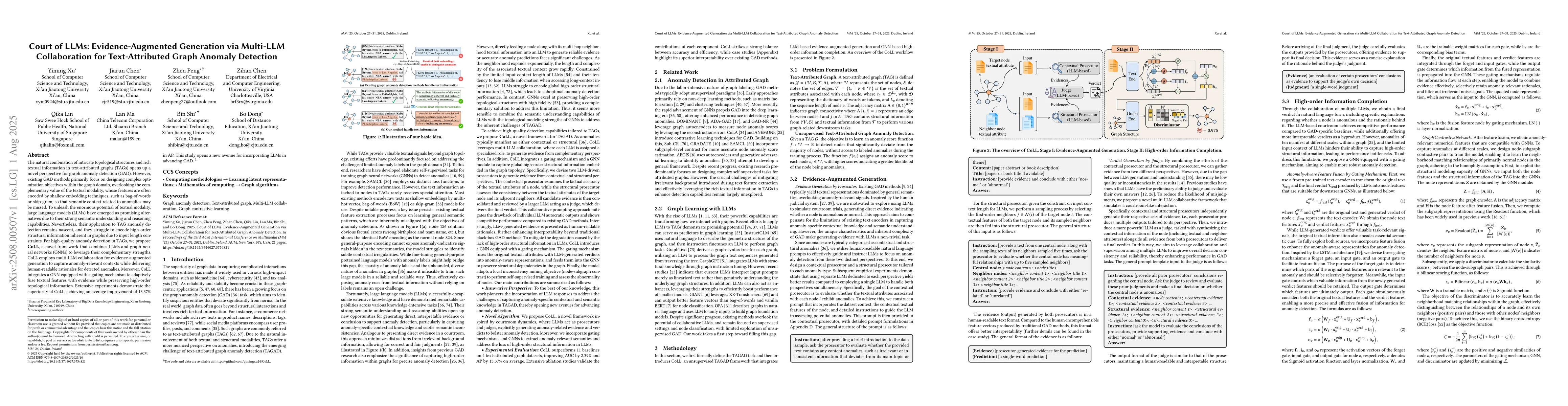 Thumbnail for Court of LLMs: Evidence-Augmented Generation via Multi-LLM Collaboration
  for Text-Attributed Graph Anomaly Detection