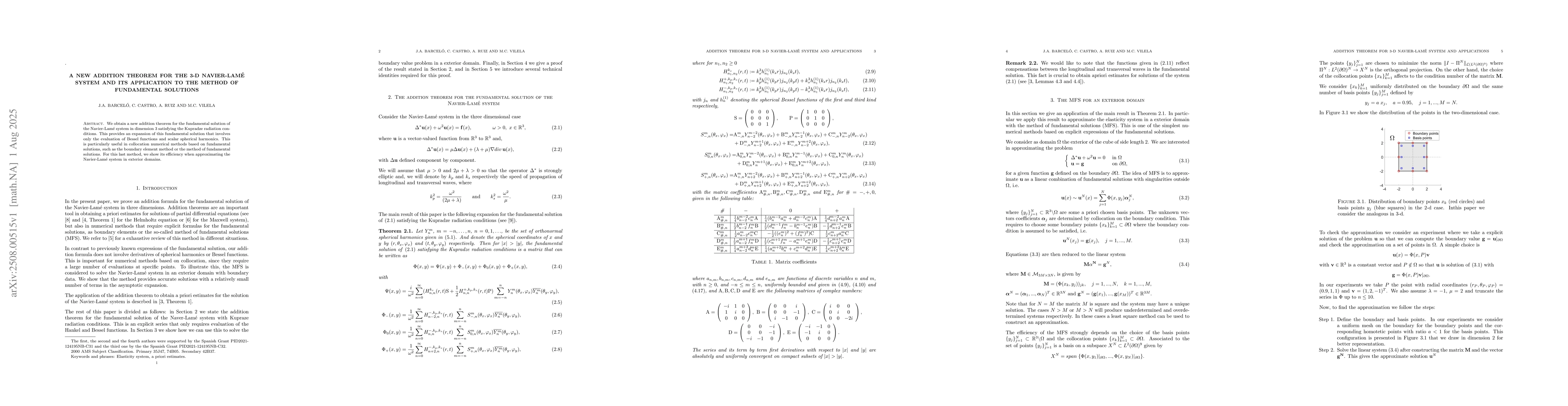 Thumbnail for A new addition theorem for the 3-D Navier-Lamé system and its
  application to the method of fundamental solutions