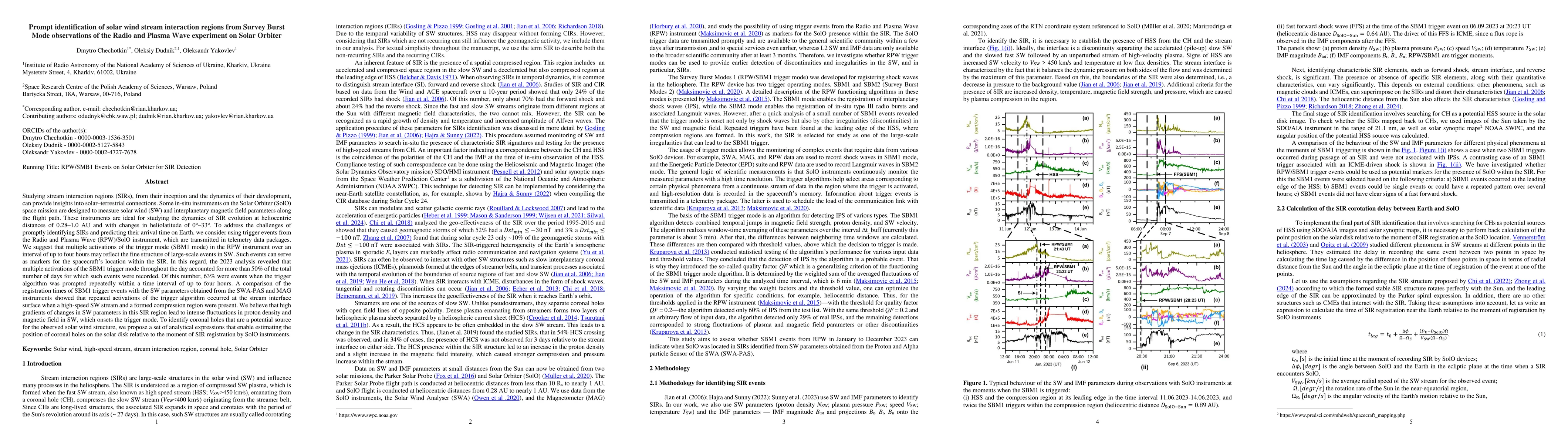 Thumbnail for Prompt identification of solar wind stream interaction regions from
  Survey Burst 1 Mode observations of the Radio and Plasma Wave experiment on
  Solar Orbiter