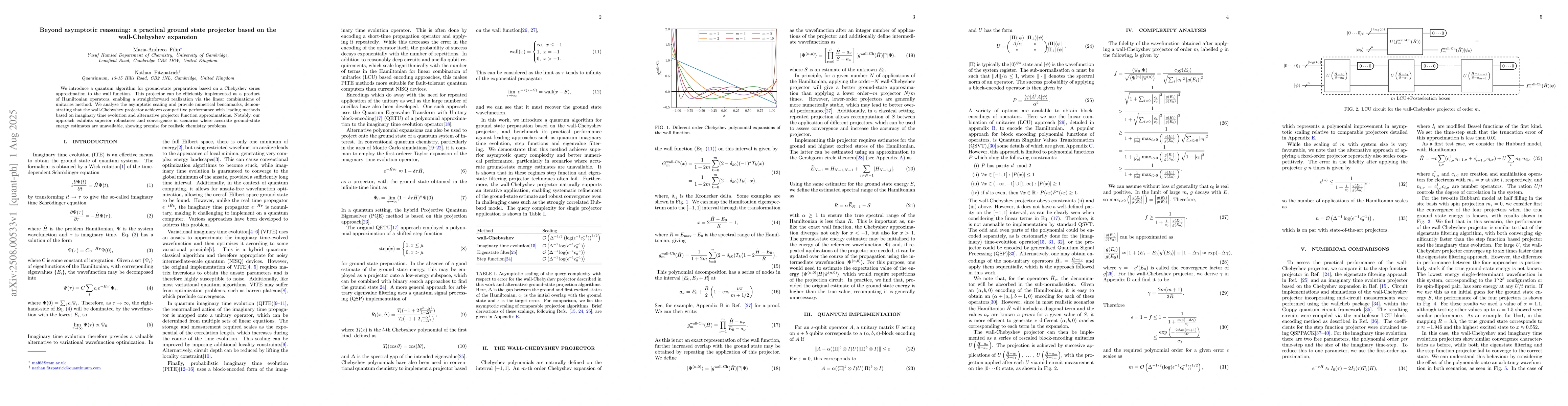 Thumbnail for Beyond asymptotic reasoning: a practical ground state projector based on
  the wall-Chebyshev expansion