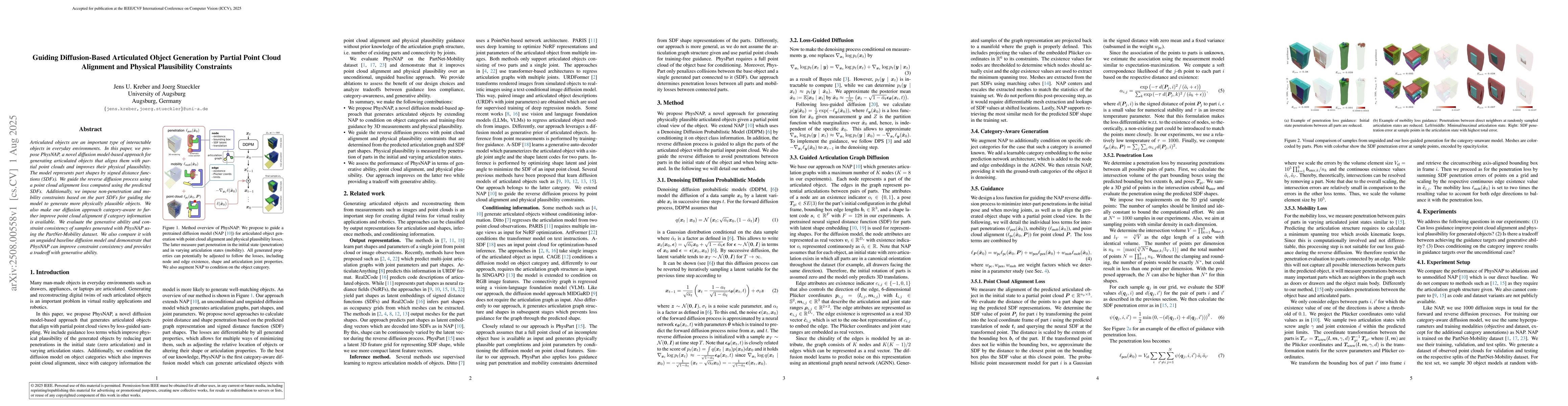 Thumbnail for Guiding Diffusion-Based Articulated Object Generation by Partial Point
  Cloud Alignment and Physical Plausibility Constraints