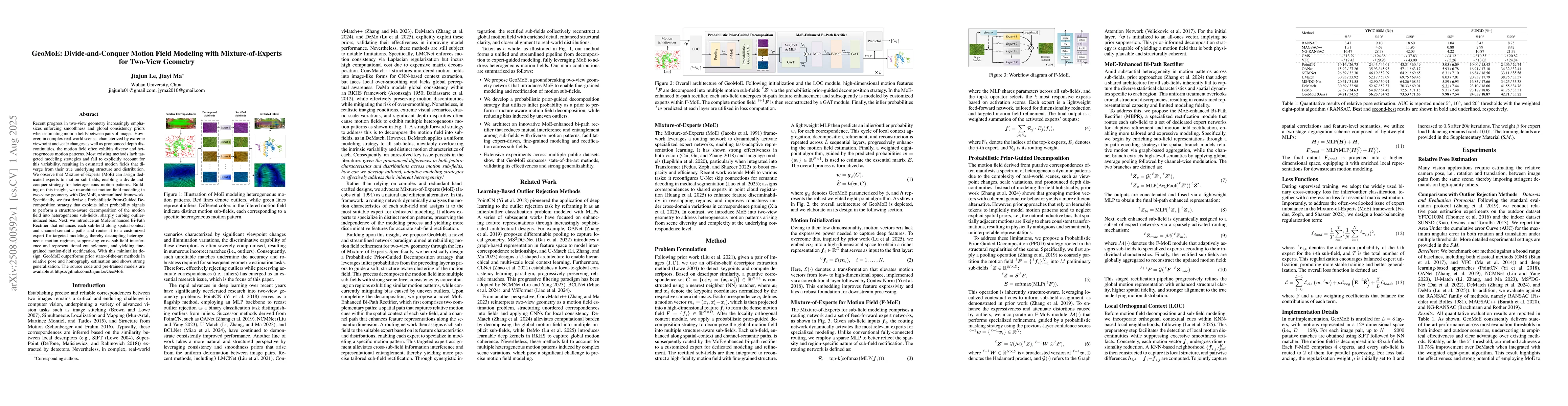 Thumbnail for GeoMoE: Divide-and-Conquer Motion Field Modeling with Mixture-of-Experts
  for Two-View Geometry