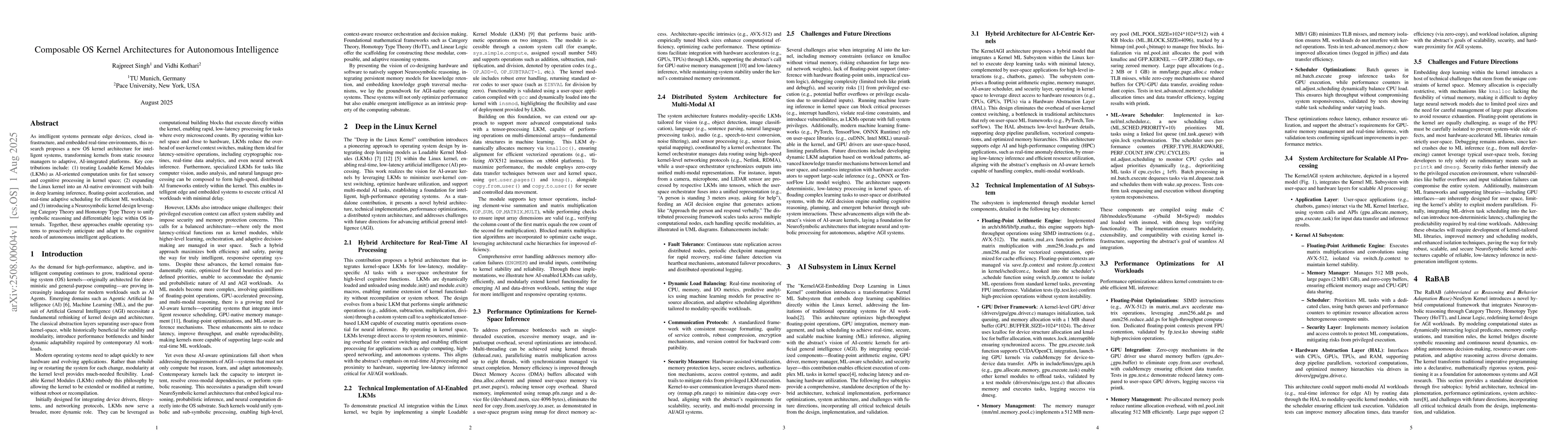 Thumbnail for Composable OS Kernel Architectures for Autonomous Intelligence