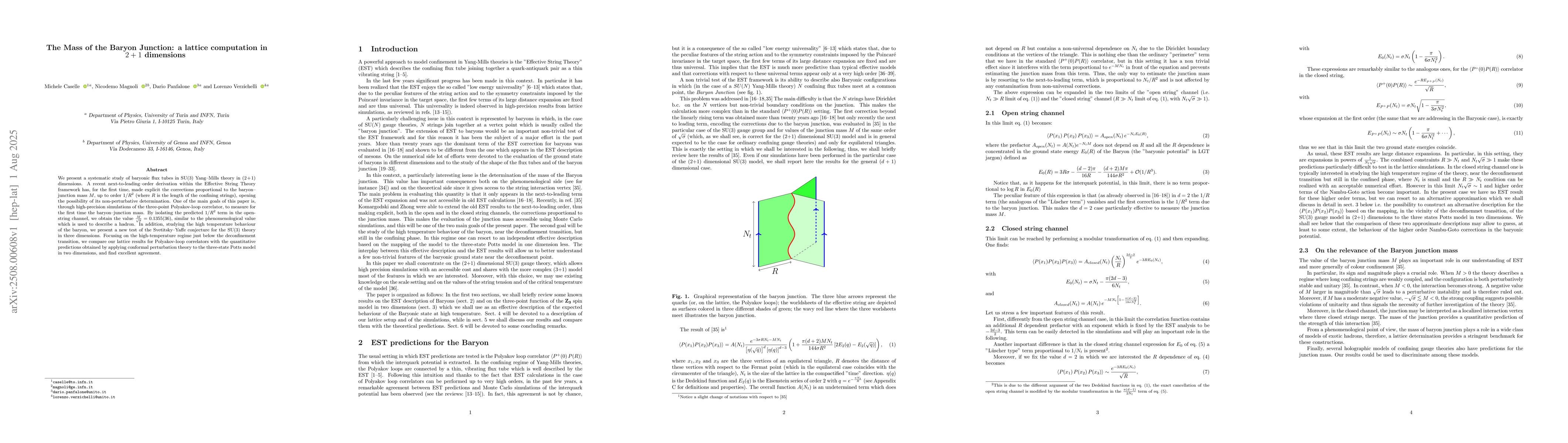 Thumbnail for The Mass of the Baryon Junction: a lattice computation in 2 +1
  dimensions