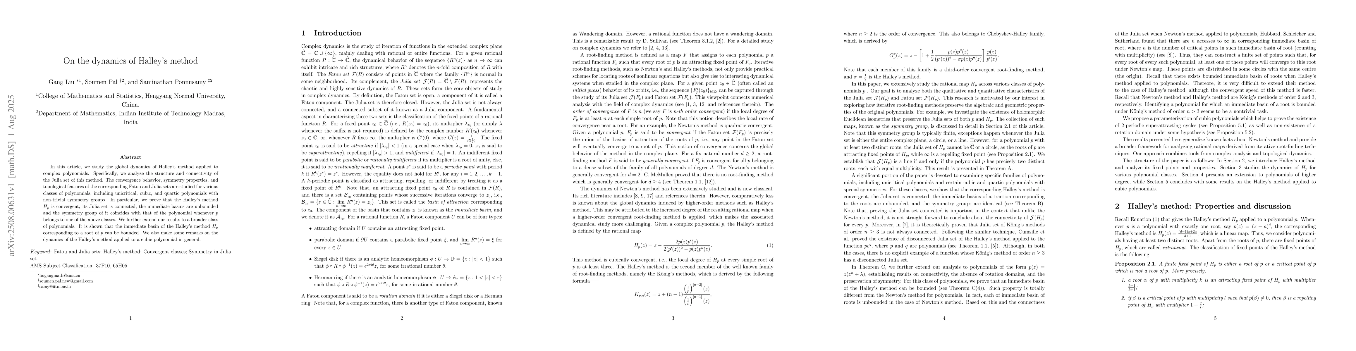 Thumbnail for On the dynamics of Halley's method