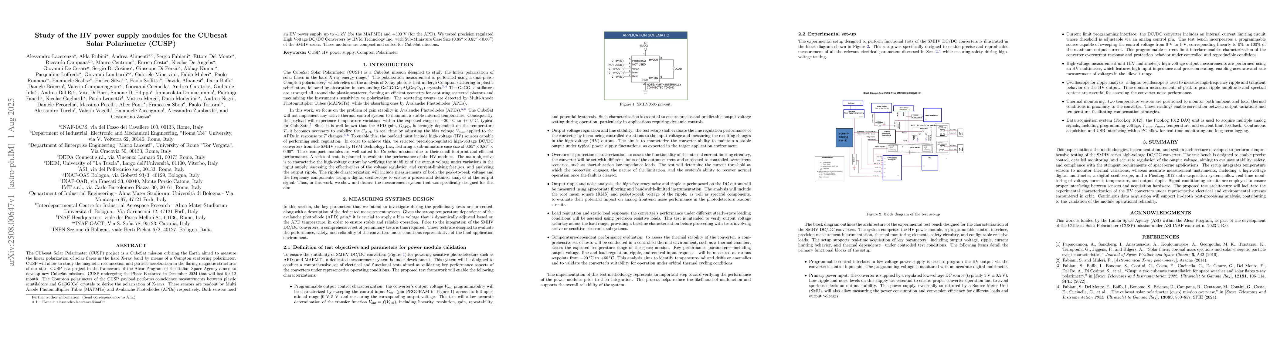 Thumbnail for Study of the HV power supply modules for the CUbesat Solar Polarimeter
  (CUSP)