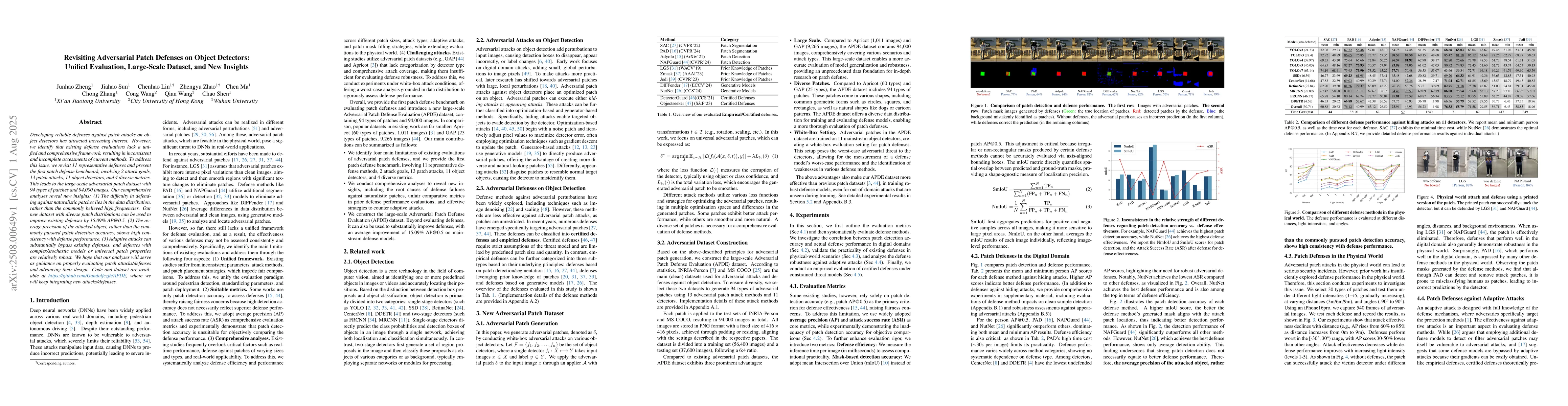 Thumbnail for Revisiting Adversarial Patch Defenses on Object Detectors: Unified
  Evaluation, Large-Scale Dataset, and New Insights