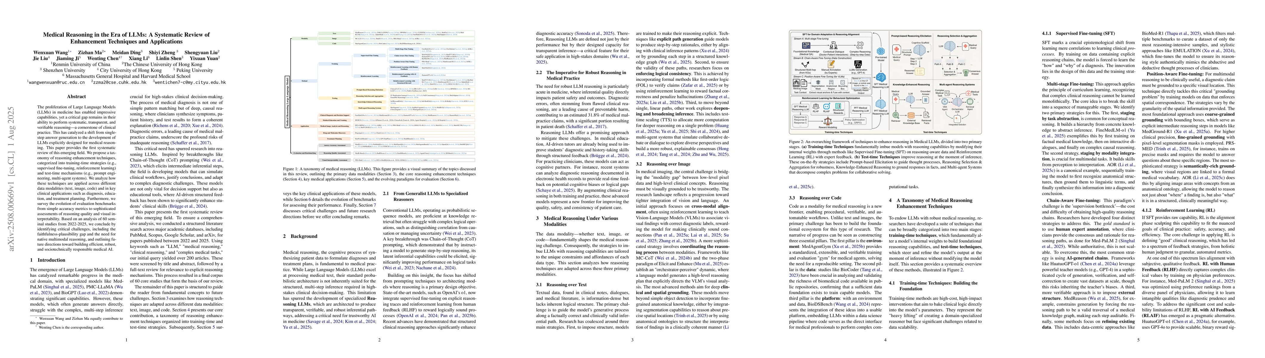 Thumbnail for Medical Reasoning in the Era of LLMs: A Systematic Review of Enhancement
  Techniques and Applications