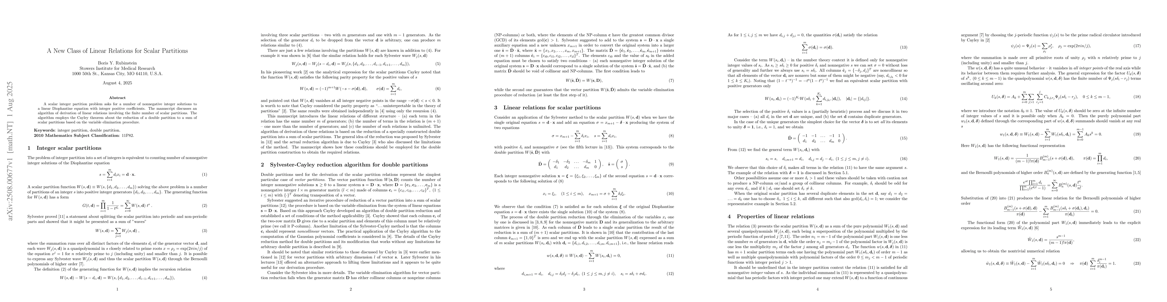Thumbnail for A New Class of Linear Relations for Scalar Partitions
