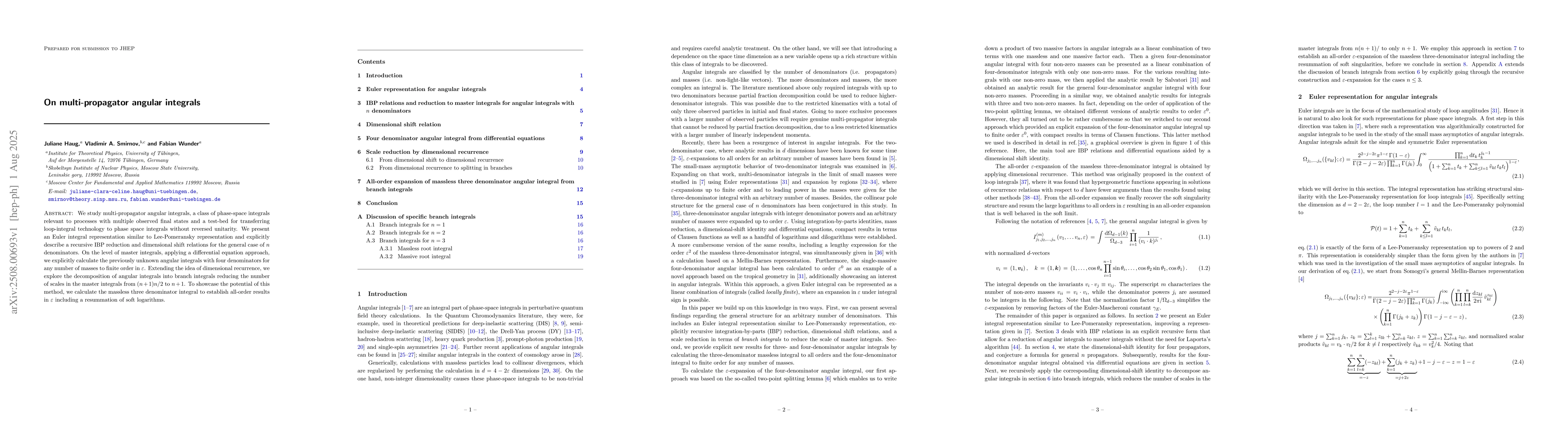 Thumbnail for On multi-propagator angular integrals